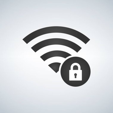 WiFi bağlantı sinyal simgesi daire kilidi. Modern arka plan üzerinde izole vektör çizim.