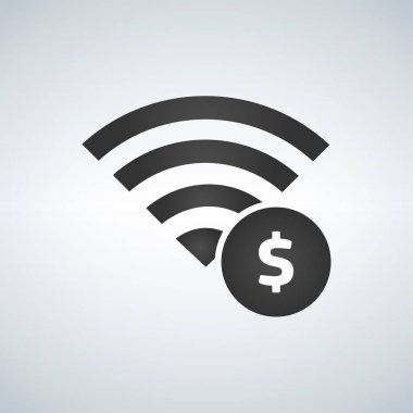 WiFi bağlantı sinyal simgesi para çemberde imzala. Modern arka plan üzerinde izole vektör çizim.