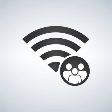 WiFi bağlantı sinyal simgesi kalabalık ya da kullanıcıların daire. Modern arka plan üzerinde izole vektör çizim.