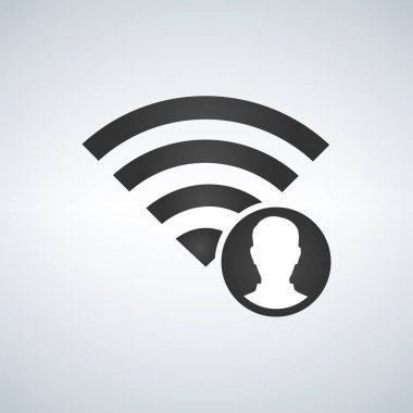 WiFi bağlantı kullanıcı simgesi daire içinde sinyal simgesi. Modern arka plan üzerinde izole vektör çizim.