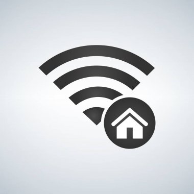 WiFi bağlantı sinyal simgesi daire ev simgesini. Modern arka plan üzerinde izole vektör çizim.