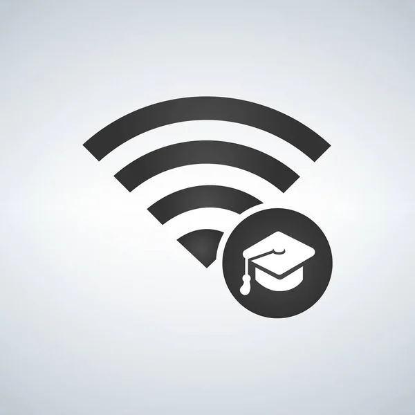 WiFi bağlantı sinyal simgesi daire mezuniyet kapaklı. Modern arka plan üzerinde izole vektör çizim. — Stok Vektör