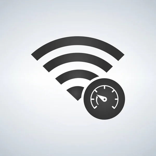 Wifi connection signal icon with speed test icon in the circle. vector illustration isolated on modern background. — Stock Vector
