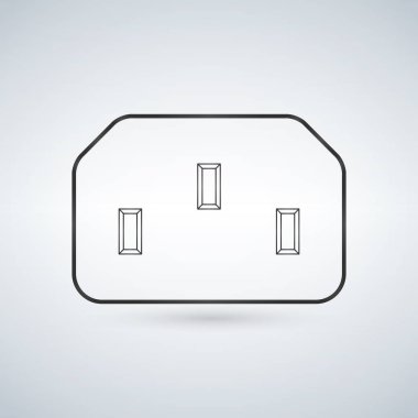 bilgisayar veya aygıt için siyah gri elektrik soketi. Beyaz arka plan üzerinde izole vektör çizim.