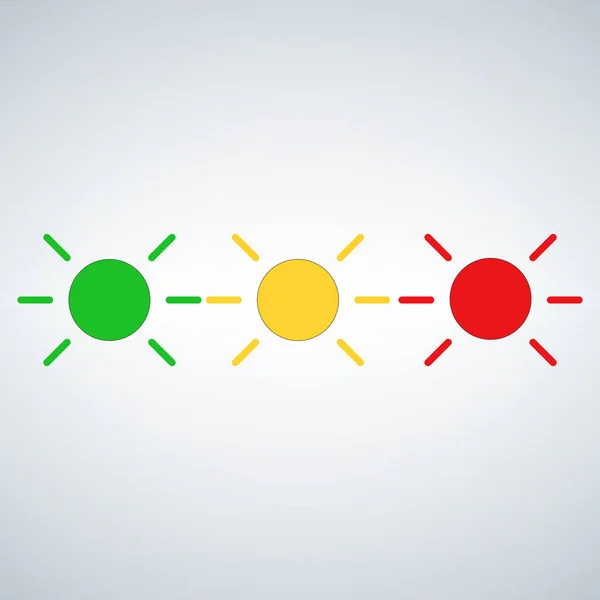 LED blinkt Status Licht grün, gelb, rot. Vektor-Illustration isoliert auf modernem Hintergrund. — Stockvektor