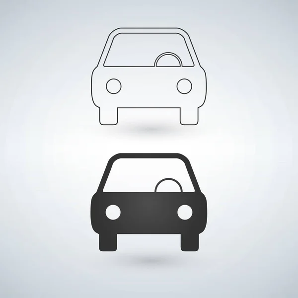 Icône de voiture vue de face. Version linéaire. Illustration vectorielle isolée sur fond moderne . — Image vectorielle