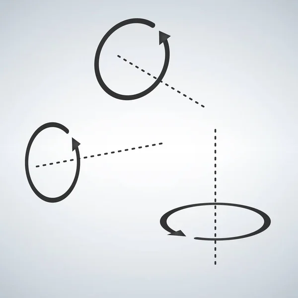 Set rotasi lingkaran panah, rotasi tanda secara horisontal dan vertikal, ilustrasi Vektor diisolasi pada latar belakang modern . - Stok Vektor