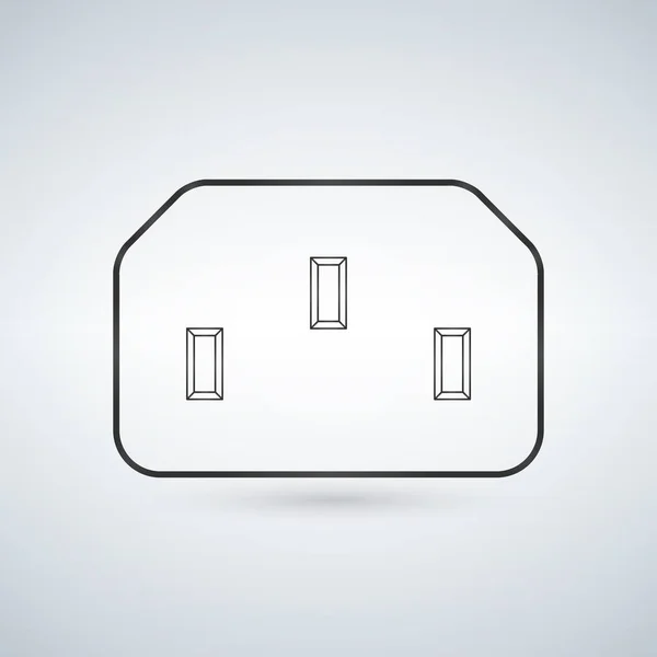 Toma de corriente eléctrica gris negro para ordenador o dispositivo. ilustración vectorial aislada sobre fondo blanco . — Vector de stock