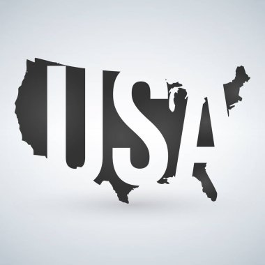 Bize logo veya harita, Amerika Birleşik Devletleri arasında ABD harflerle simge. Vektör çizim gölge ile modern arka plan üzerinde izole.