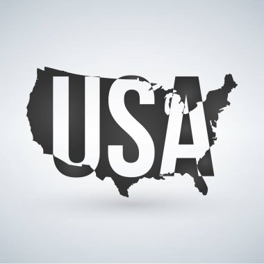 Bize logo veya harita, Amerika Birleşik Devletleri arasında ABD harflerle simge. Vektör çizim gölge ile modern arka plan üzerinde izole.