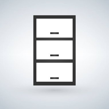 çekmece, komidin veya başucundaki ile Önden Görünüm işler. Modern arka plan üzerinde izole vektör.