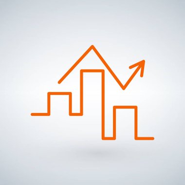 Modern arka plan üzerinde izole trendy düz stil doğrusal grafik simgesi. Web sitesi tasarımı, logo, app, kullanıcı arabirimi için grafik bar sembolü. Vektör çizim,