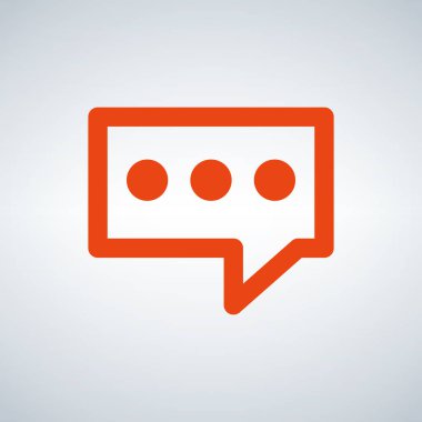 Turuncu konuşma balonu simge vektör düz tasarımı, Modern arka plan üzerinde izole.