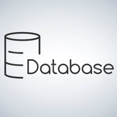 Doğrusal veritabanı, sunucu izole düz Web mobil simgesi veritabanı kelime ile. Modern arka plan üzerinde izole vektör çizim.