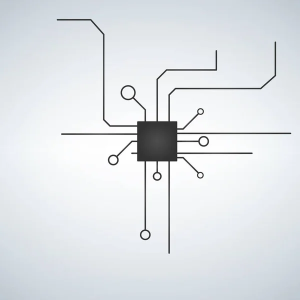 Dator moderkort vektorbakgrund med kretskort elektroniska beståndsdelar. Chip elektroniska för datorteknik, moderkort integrerade computing illustration. CPU. — Stock vektor