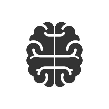 Beyin simgesi düz. Beyaz arka plan üzerinde izole vektör çizim.