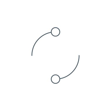 döngüsel döndürme doğrusal simgesi, ok yerine iki daire, geri dönüşüm yinelemesi, beyaz arkaplanda yenilenme çizgisi sembolleri - düzenlenebilir vuruş