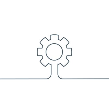 Bir Line Gear, düzenlenebilir vuruşlu doğrusal dişli tekerlek simgesi. Hisse Vektörü illüstrasyonu beyaz arkaplanda izole edildi.