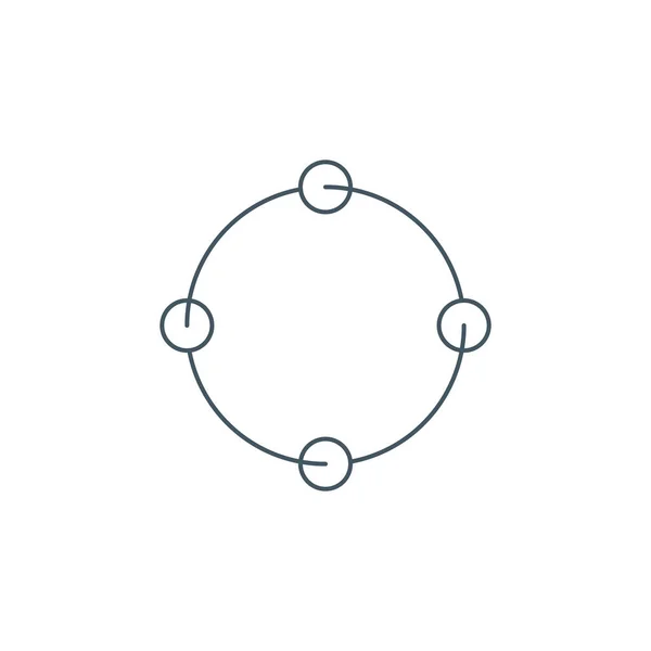 Icône linéaire de rotation cyclique, quatre cercles au lieu de flèches recyclage récurrence, symboles de ligne de renouvellement sur fond blanc - course modifiable — Image vectorielle