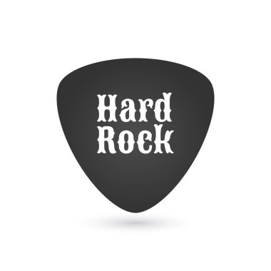 Hard Rock rozet veya etiket. gitar çekme aracı. Hard rock müzik grubu festival parti tabela, baskılar ve pullar için. vektör çizim