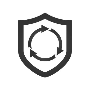 Güvenlik kavramı v ector illüstrasyon izole beyaz arka plan üzerinde daire oklarla kalkan