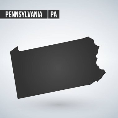 Pennsylvania Eyalet harita siyah beyaz bir arka plan üzerinde. Vektör çizim