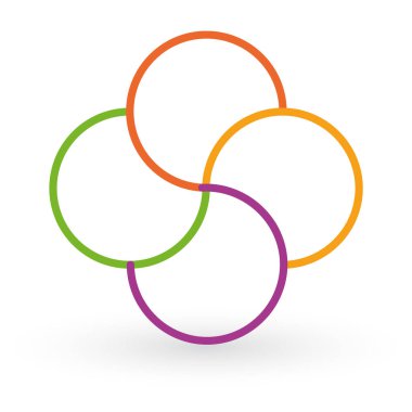 Vektör çember okları bilgi, döngü diyagramı, veri grafiği, sunum grafiği. 4 seçenekli iş kurma konsepti, parçalar, adımlar, süreçler. Yuvarlak girdap rengi çiçekli şablon