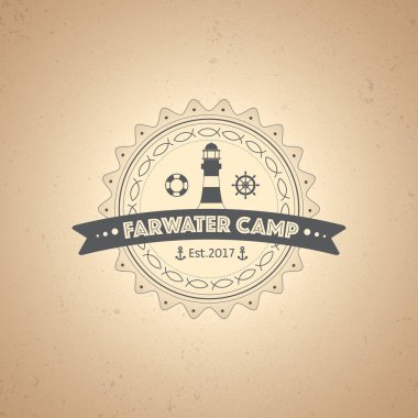 Vintage retro deniz rozetleri ve etiketleri kümesi. Deniz rozetleri çapa deniz sembolü. Geleneksel vektör Insignia stil öğesi deniz rozetleri etiket tasarım grafik illüstrasyon damgası.