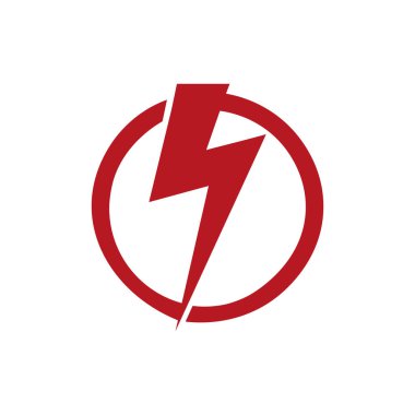 Kırmızı elektrik tehlikesi ışık voltajı şimşek simgesi logo tasarımı. vektör illüstrasyonu.