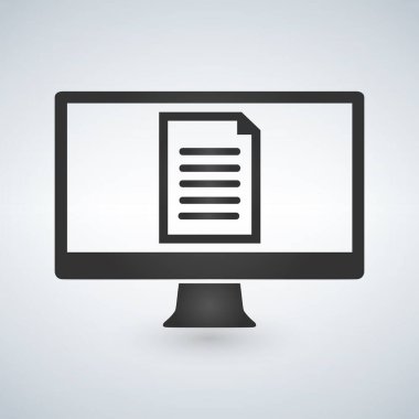 Bilgisayar görüntüleme vektörü illüstrasyonunda çevrimiçi elektronik belge