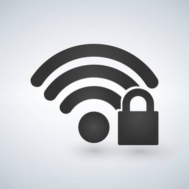 Güvenlik wifi simge vektör çizim üzerinde beyaz izole