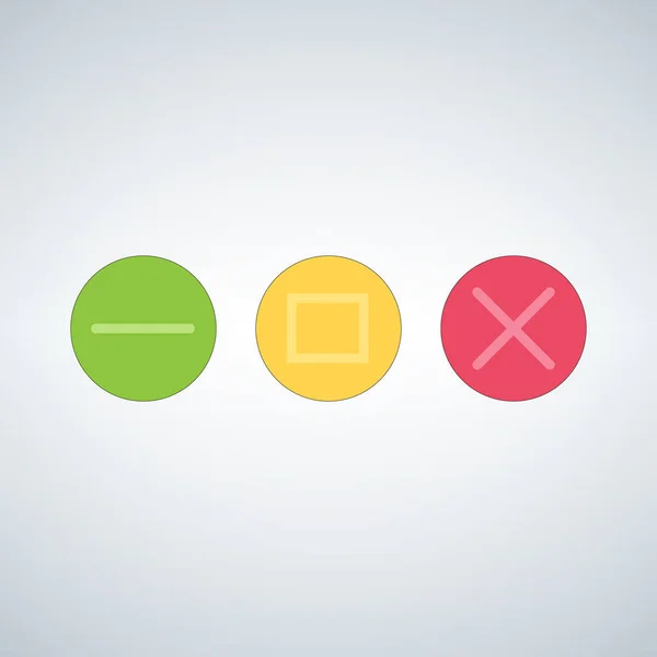 Clean Oder Web Multicolor Buttons Vorlage Schließen Minimieren Zoom Vollbild — Stockvektor