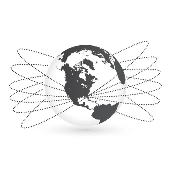 Earth Globe Orbits Vector Illustration Isolated — ストックベクタ