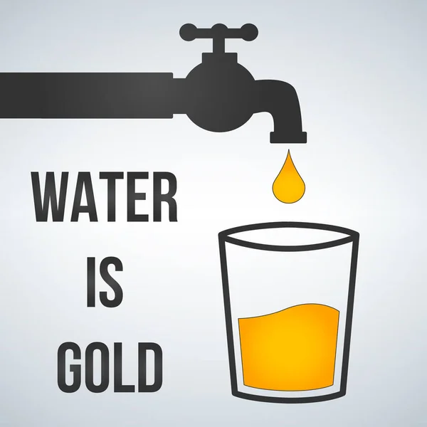 Agua Oro Motivación Grifo Agua Icono Vidrio Aislador Ilustración Vectorial — Vector de stock