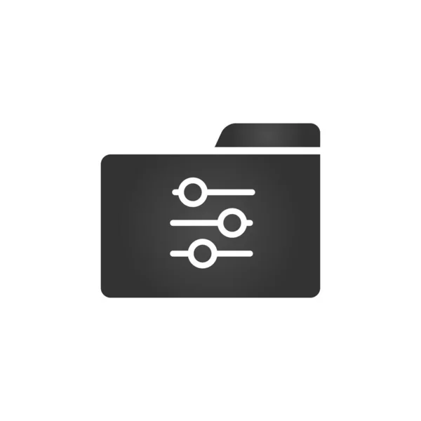 Icône Dossier Avec Paramètres Icône Préférences Système Dans Style Plat — Image vectorielle