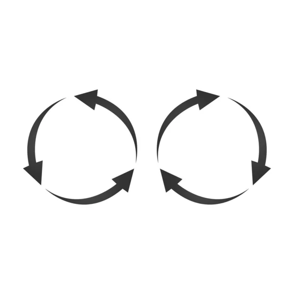 Trois Flèches Cercle Icône Noire Dans Des Directions Opposées Illustration — Image vectorielle