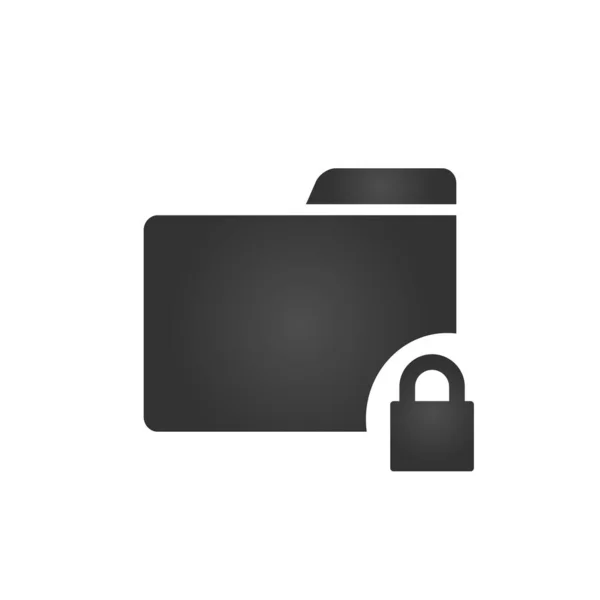 Icône Dossier Avec Icône Verrouillage Protégée Dans Style Plat Mode — Image vectorielle