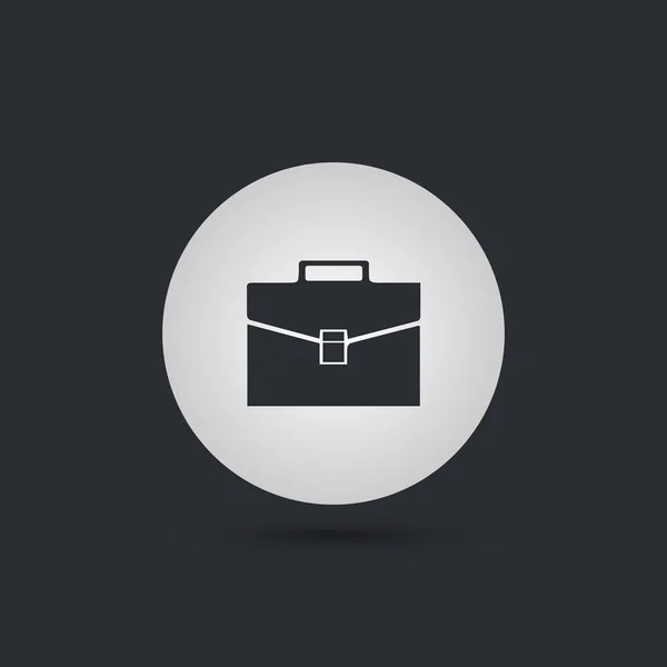 Dark Briefcase Icon Light Circle Background — Stock Vector
