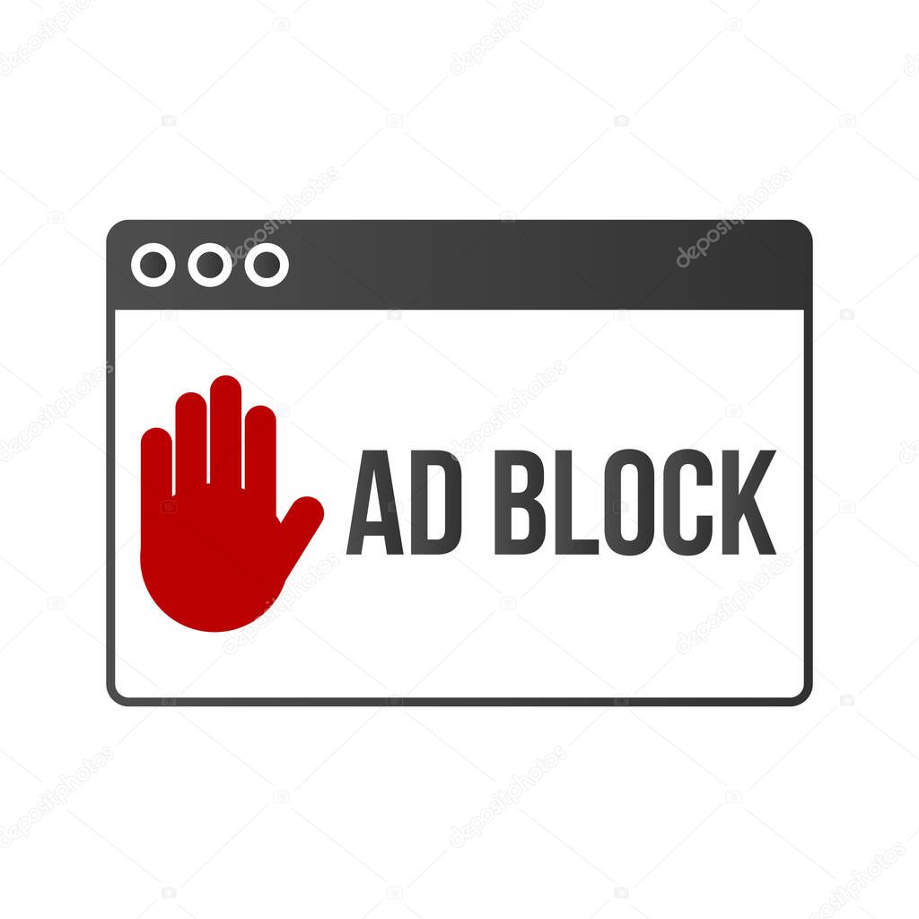 Ad block popup banner lock concept vector.