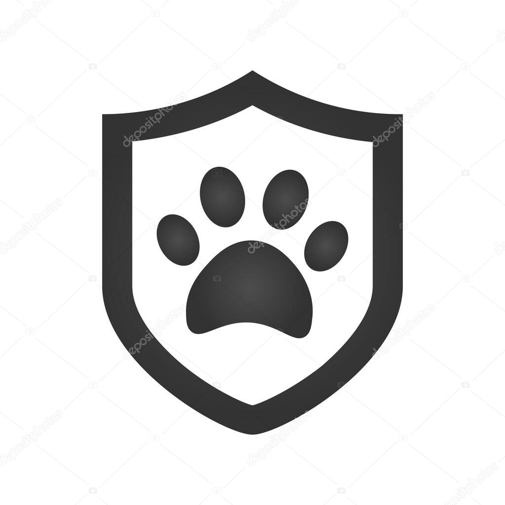 footprint of an animal in a shield icon. Element of nature protection icon for mobile concept and web apps. Isolated footprint of an animal in a shield icon can use for web on white background