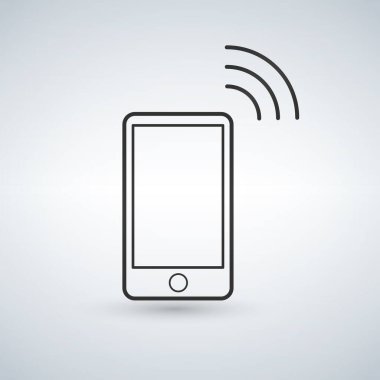 Wifi sinyal ile Smartphone anahat simgesi. Vektör tasarım şablonu