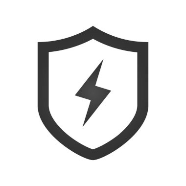 Yıldırım ve kalkan simge vektör logo şablon simgesi korumak