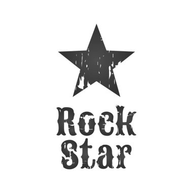 Rock yıldız rozet veya etiket. Hard rock müzik grubu festival parti tabela, baskılar ve pullar için. vektör çizim