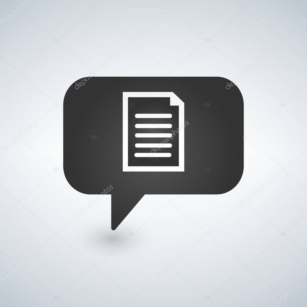 Chat bubble communication document file message page speech bubble icon. Vector icon