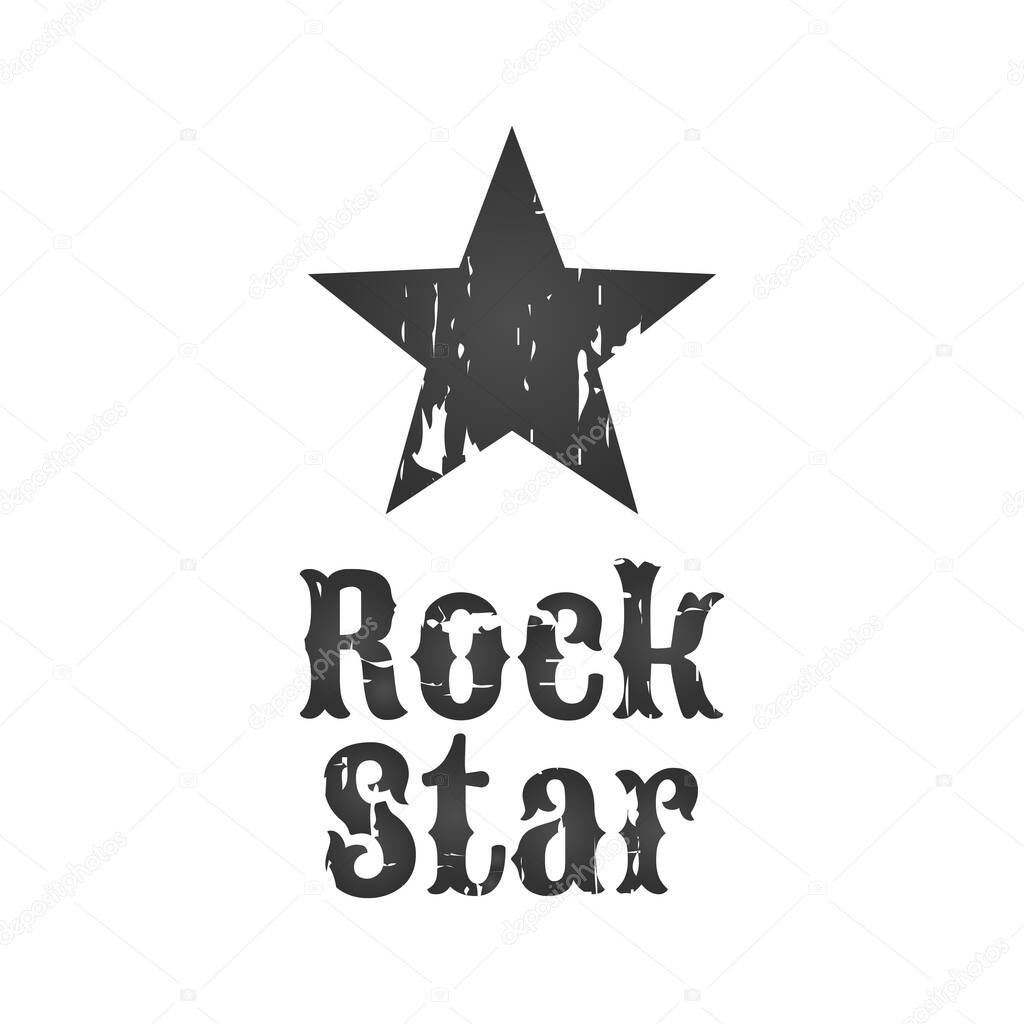 Rock star badge or Label. For hard rock music band festival party signage, prints and stamps. vector illustration