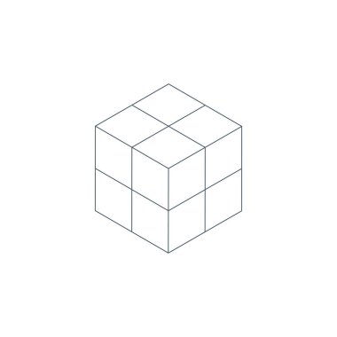 Doğrusal 3d Isometric küp geometrik şekil bulmacası inşa edildi. Modern tasarım şablonu. Stok Vektörü illüstrasyonu izole edildi