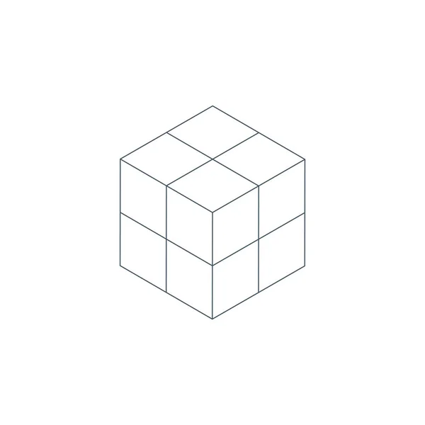 Linjär Isometrisk Kub Geometrisk Form Pussel Byggt Modern Designmall Lagervektor — Stock vektor