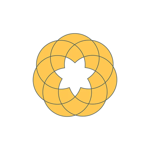 Sarı Hayat Çiçeği Yaşam Tohumu Sembolü Benzersiz Geometrik Figür Aynı — Stok Vektör