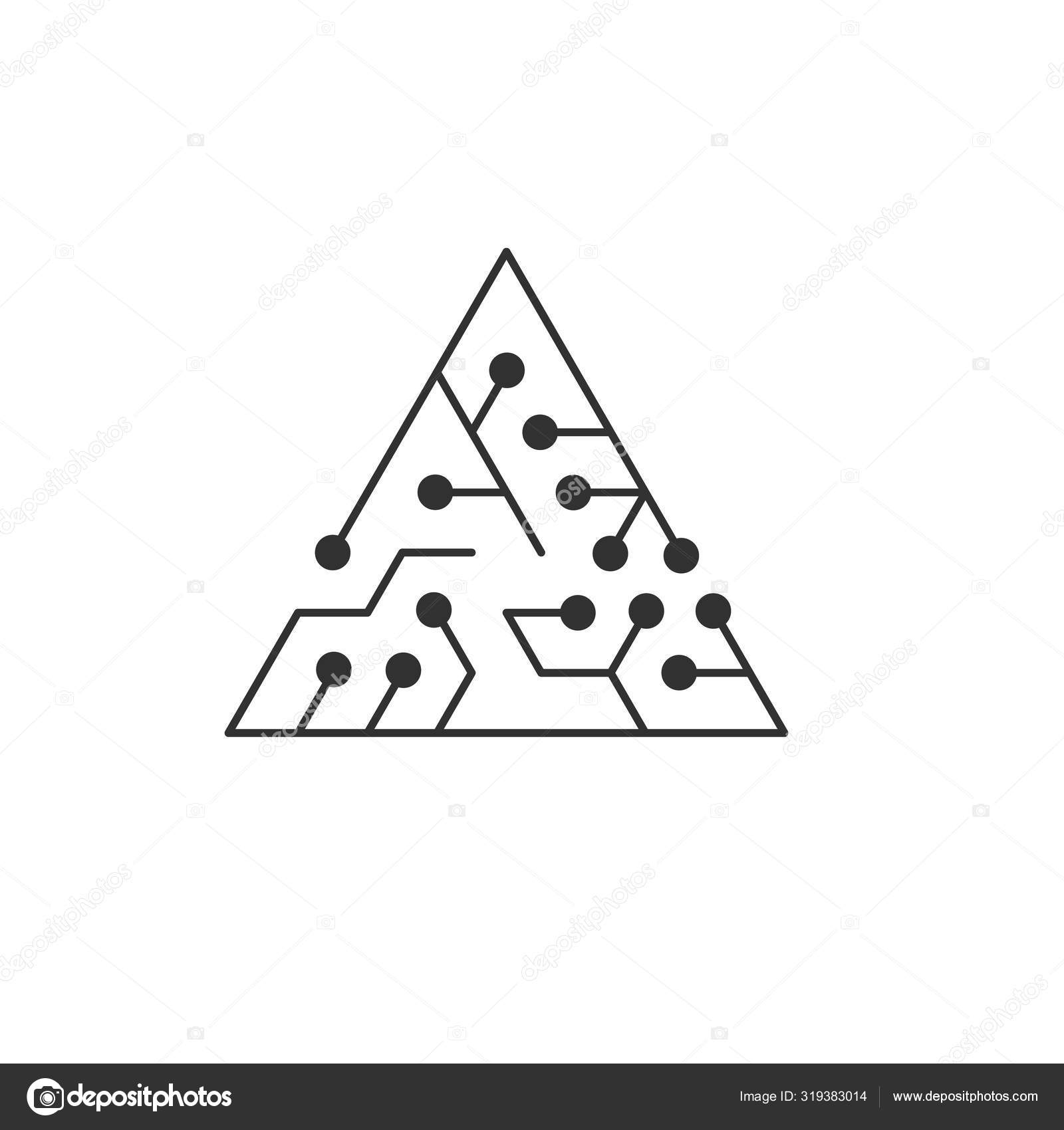 Иконка На Доске. Абстрактный Треугольник Формы ИТ-Лабиринт.