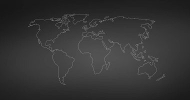 Vektör Doğrusal Dünya Haritası, düzenlenebilir vuruş. Beyaz arkaplanda izole edilmiş vektör illüstrasyonu.